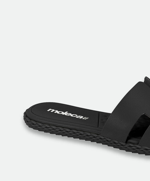 Rasteirinha Feminina Tiras Moleca Preto