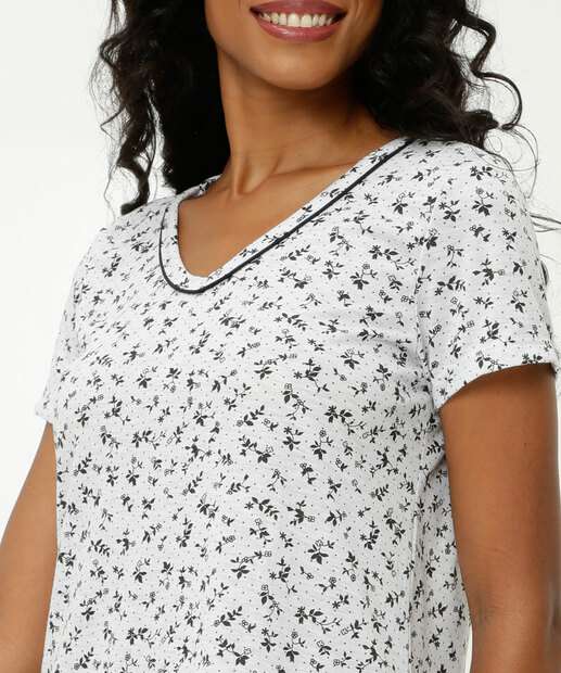 Camisola Estampada Floral Manga Curta Marisa