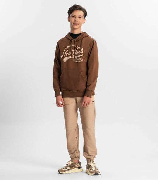 Blusão Juvenil Masculino Com Capuz Minty Marrom