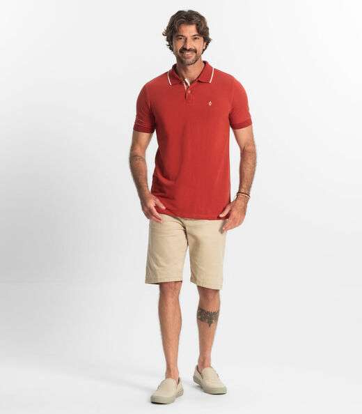 Polo Masculina Pique Diametro Vermelho
