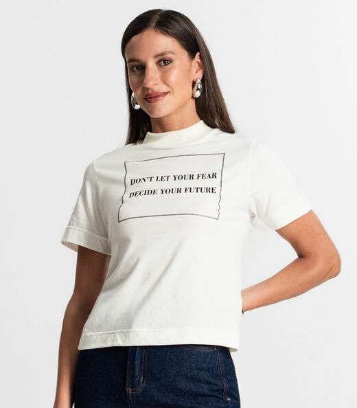 Camiseta Feminina Gola Alta Rovitex Bege