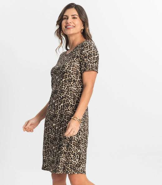 Vestido Feminino Estampado Select Bege