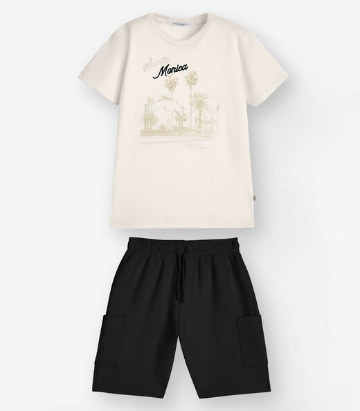 Image_Conjunto Camiseta com Bermuda Menino Trick Nick Bege