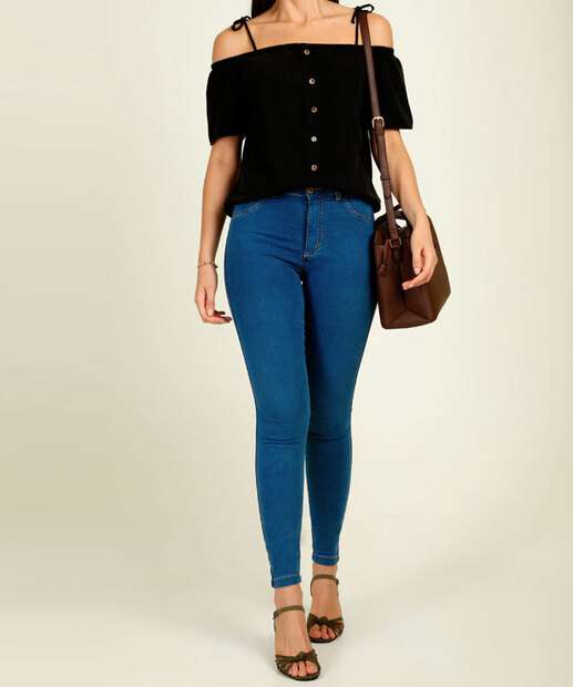 Blusa Feminina Open Shoulder Manga Curta