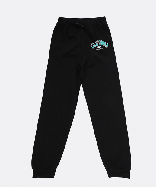 Image_Calça Juvenil Moletom Estampado MR Tam 10 a 16 Preto