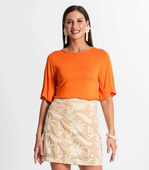 Image_Blusa Feminina Manga Curta Rovitex Laranja