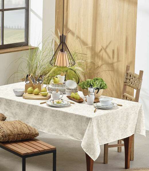 Image_Toalha De Mesa Retangular Basic 6 Lugares Teka Bege