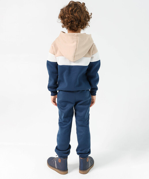 Conjunto Infantil Moletom Capuz Marisa Bege e Azul 