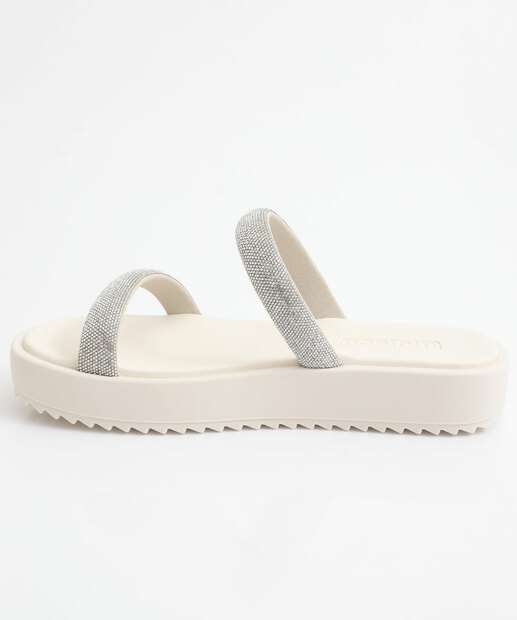 Tamanco Feminino Flatform Tiras Moleca Branco