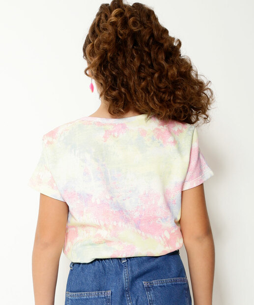 Blusa Juvenil Tie Dye Stitch Disney Tam 10 a 16