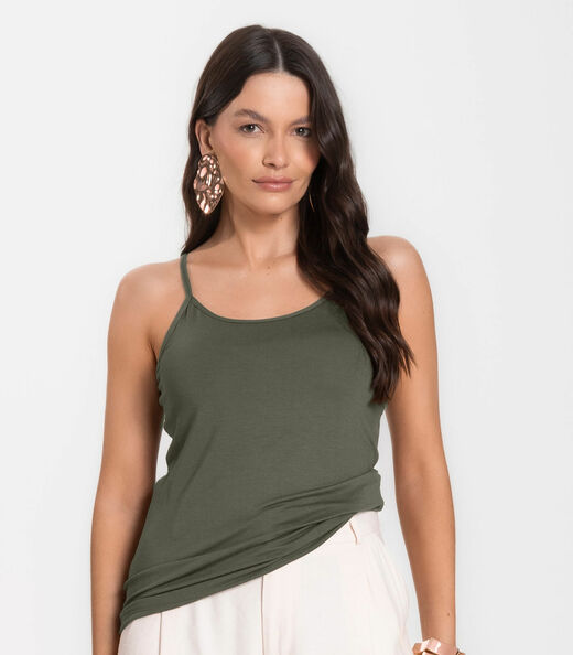 Blusa Feminina de Alças Básica Rovitex Verde