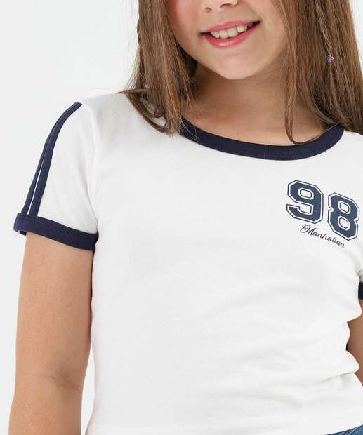 Blusa Juvenil Cropped Cotton Marisa Tam 10 a 16 Off White
