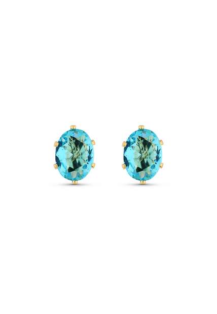 Trio de Brincos Semijoia Pedra Azul e Ponto de Luz Zircônia  Banhados a ouro 18k