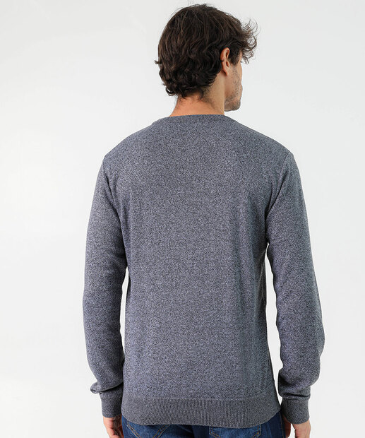 Suéter Masculino Tricô Mescla Marisa Azul