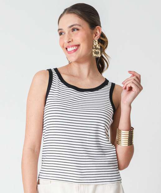 Blusa Regata Feminina Listrada Marisa Branco