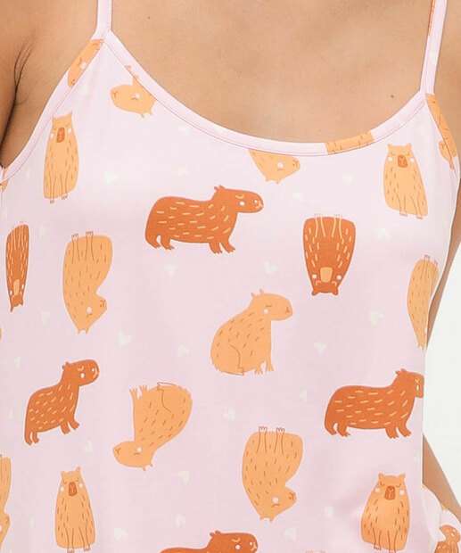 Camisola Estampa Capivara Alças Finas Marisa