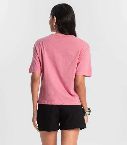 Camiseta Feminina T- Shirt Meia Malha Rovitex Rosa