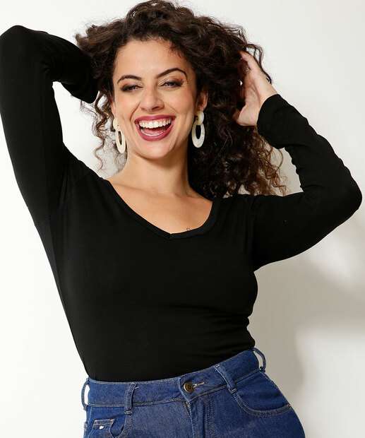 Blusa Feminina Básica Manga Longa 