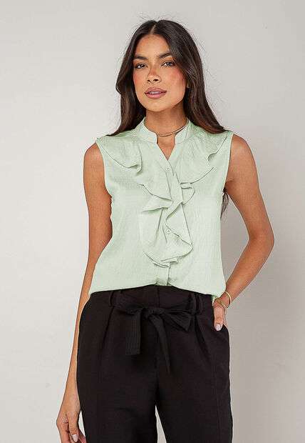 Regata Alfaiataria Com Babados Verde Salvatore