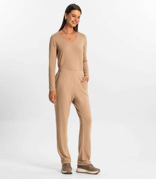 Calça Feminina Em Molecotton Rovitex Marrom