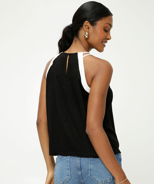 Blusa Regata Feminina Bicolor Alças Finas Marisa