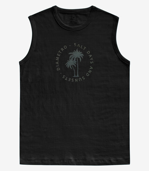 Regata Masculina Malha Maquinetada Diametro Preto