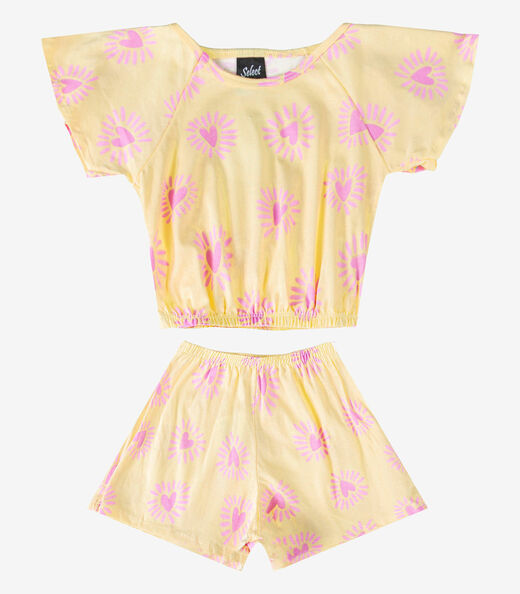 Conjunto Infantil Menina Blusa E Short Select Amarelo