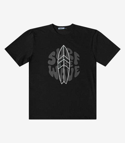 Camiseta Juvenil Estampa Surf Masculina Minty Preto