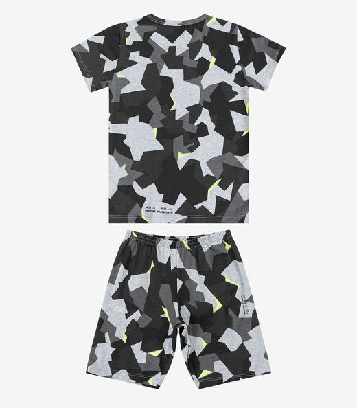 Pijama Infantil Camiseta e Bermuda Select Cinza