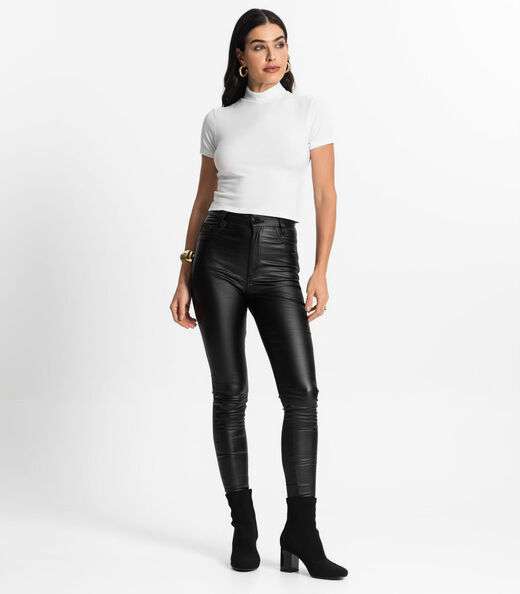 Blusa Feminina Canelada Manga Curta Select Branco