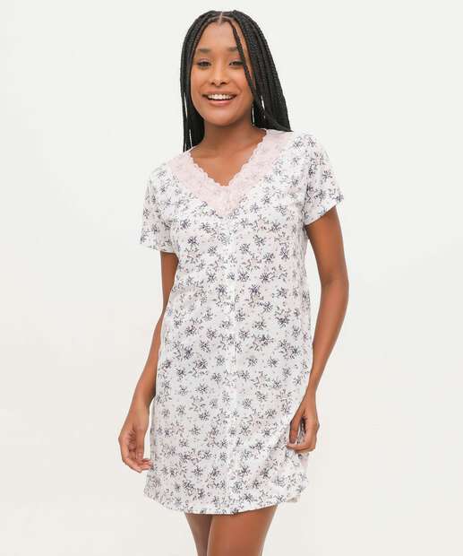 Camisola Botões Estampada Manga Curta Marisa