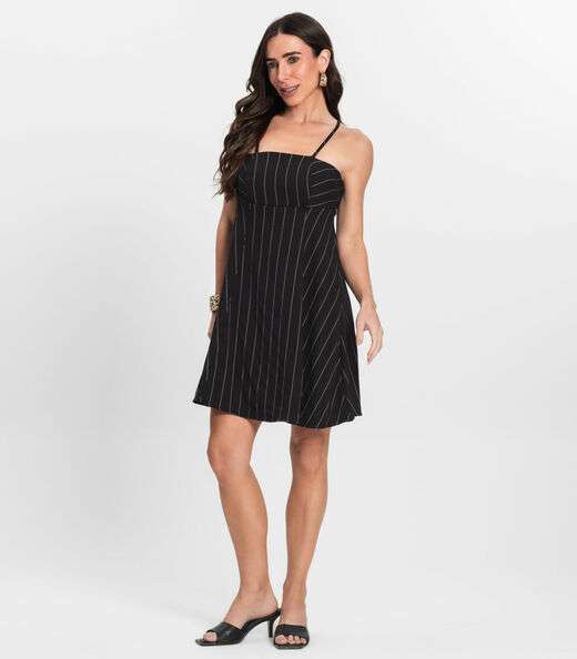 Vestido Curto De Alças Decote Quadrado Endless Preto