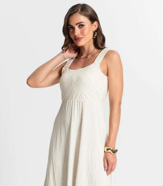 Vestido Longo Em Vicolinho Endless Bege