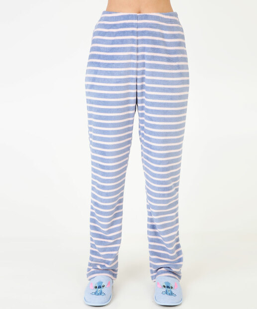 Pijama Feminino Fleece Listrado Stitch Disney