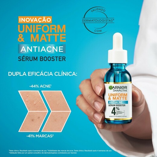 Sérum Booster Facial Antiacne Garnier Uniform e Matte 15ml