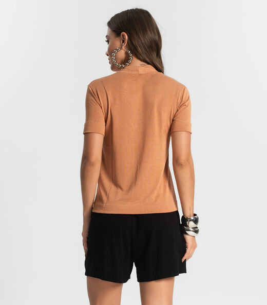Blusa Feminina Gola Alta ViscoTrico Básica Endless Marrom