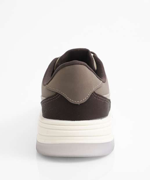 Tênis Casual Masculino Recorte Marrom