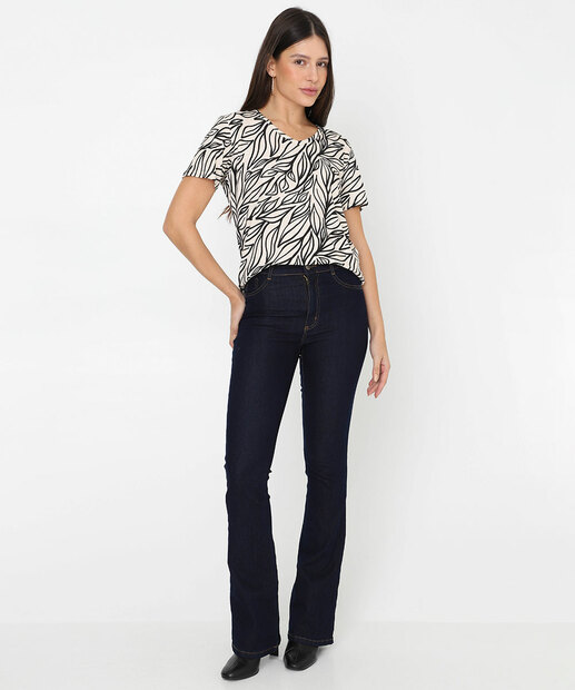 Blusa Feminina Viscolycra Estampa Folhas Marisa Bege