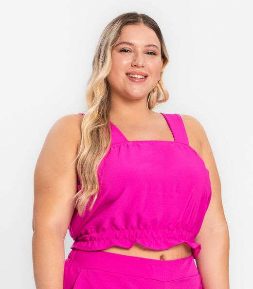 Regata Cropped Plus Size Neon Secret Glam Rosa
