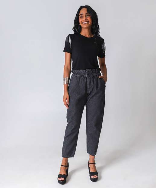 Blusa Feminina Manga Curta Marisa Preto