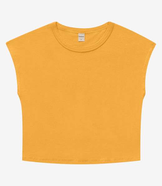 Blusa Básica Feminina Viscotorcion Rovitex Amarelo