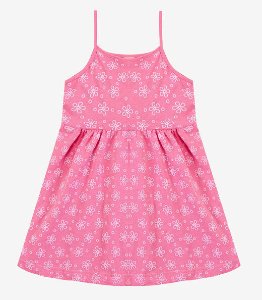 Vestido Infantil Estampado de Alcinha Biju Kids Rosa