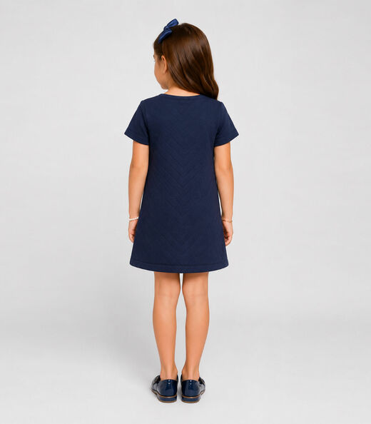 Vestido Infantil Feminino Malha Matelasse Select Azul