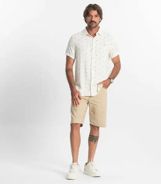 Camisa Masculina Viscose Diamentro Bege