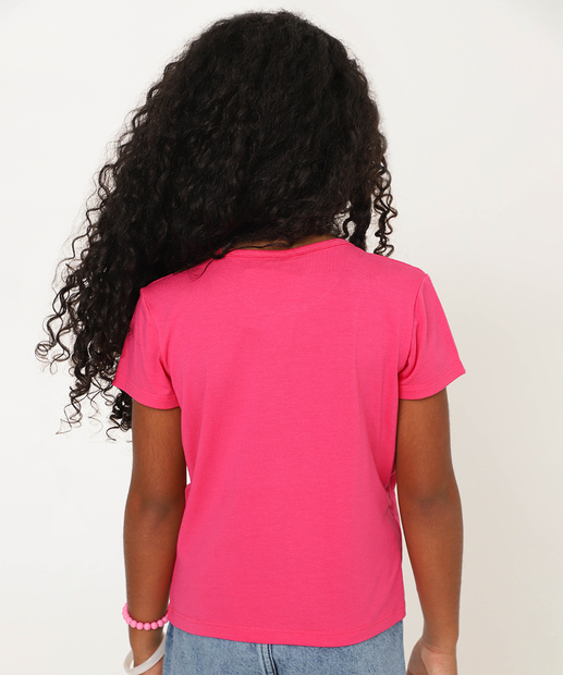 Blusa Infantil Manga Curta Estampa Urso Marisa Tam 4 a 10 Rosa