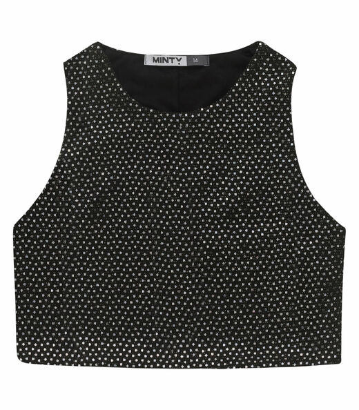 Cropped Juvenil Feminino Em Lantejoula Minty Preto