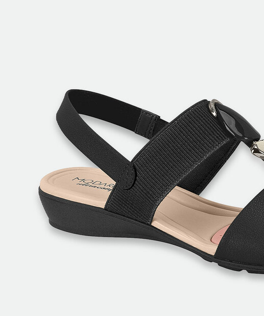 Sandália Feminina Rasteira Pedras Modare Preto