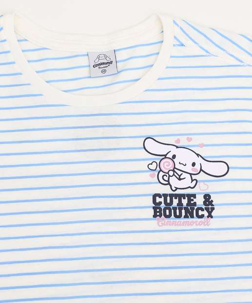Blusa Juvenil Listrada Cinnamoroll Sanrio Tam 10 a 16 Azul