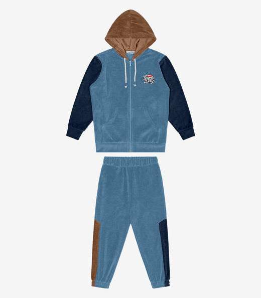 Conjunto Jaqueta Com Capuz e Calça Trick Nick Azul