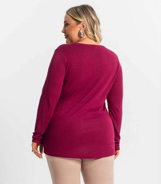 Blusa Manga Longa Visco Tricot Secret Glam Vermelho